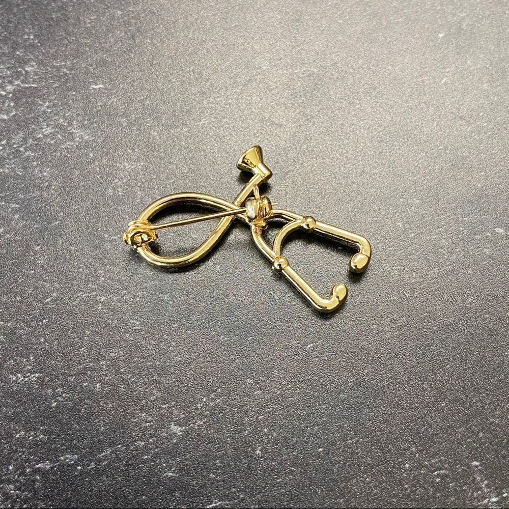 Stethoscope Gold Pin/ Brooch Lapel - Picture 4 of 6
